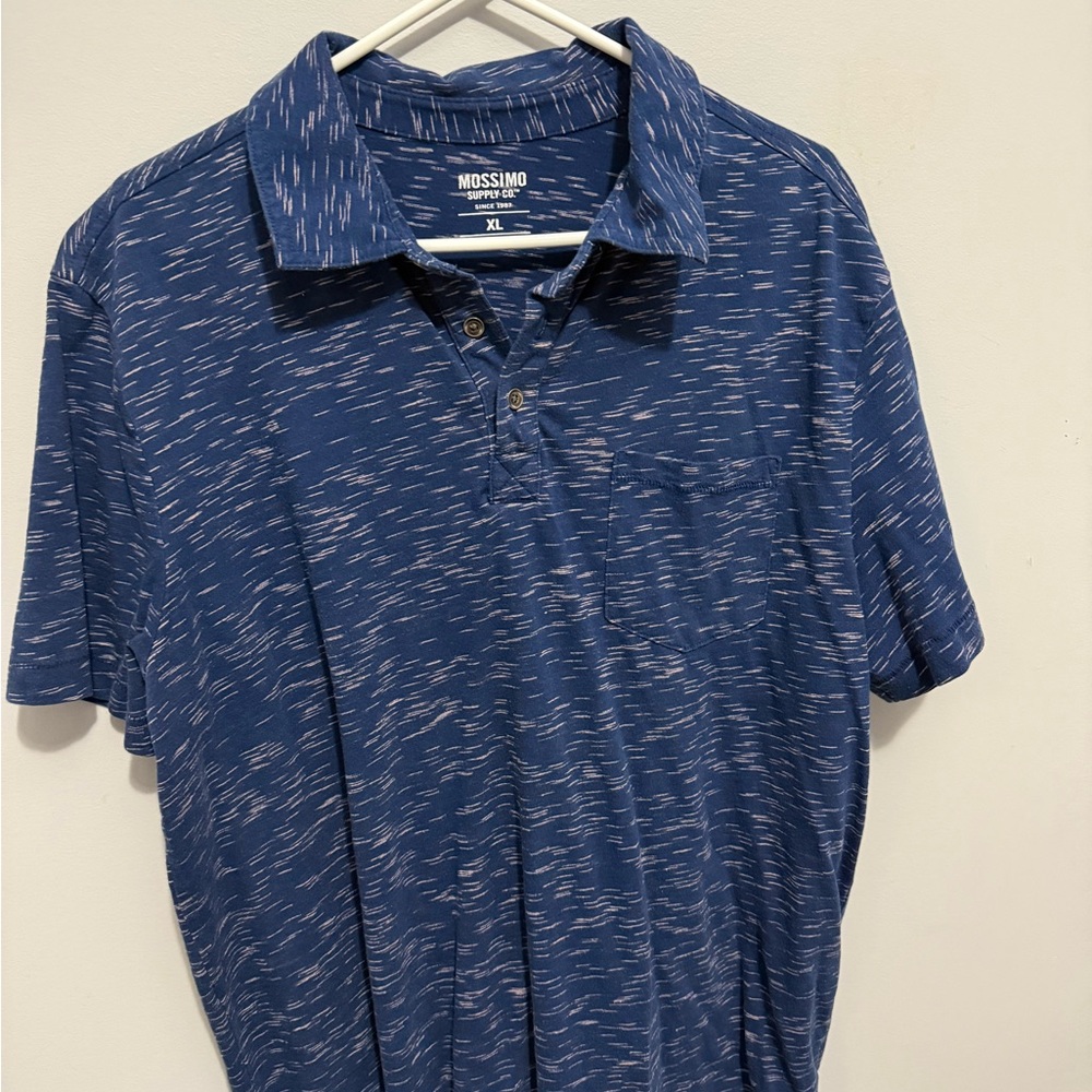 Mossimo Supply Co. Blue Polo Shirt with Textured Pattern